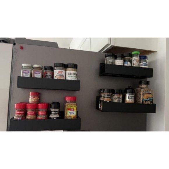 4 Pack Magnetic Spice Storage Rack Organizer for Refrigerator and Oven, Black - Picture 3 of 3